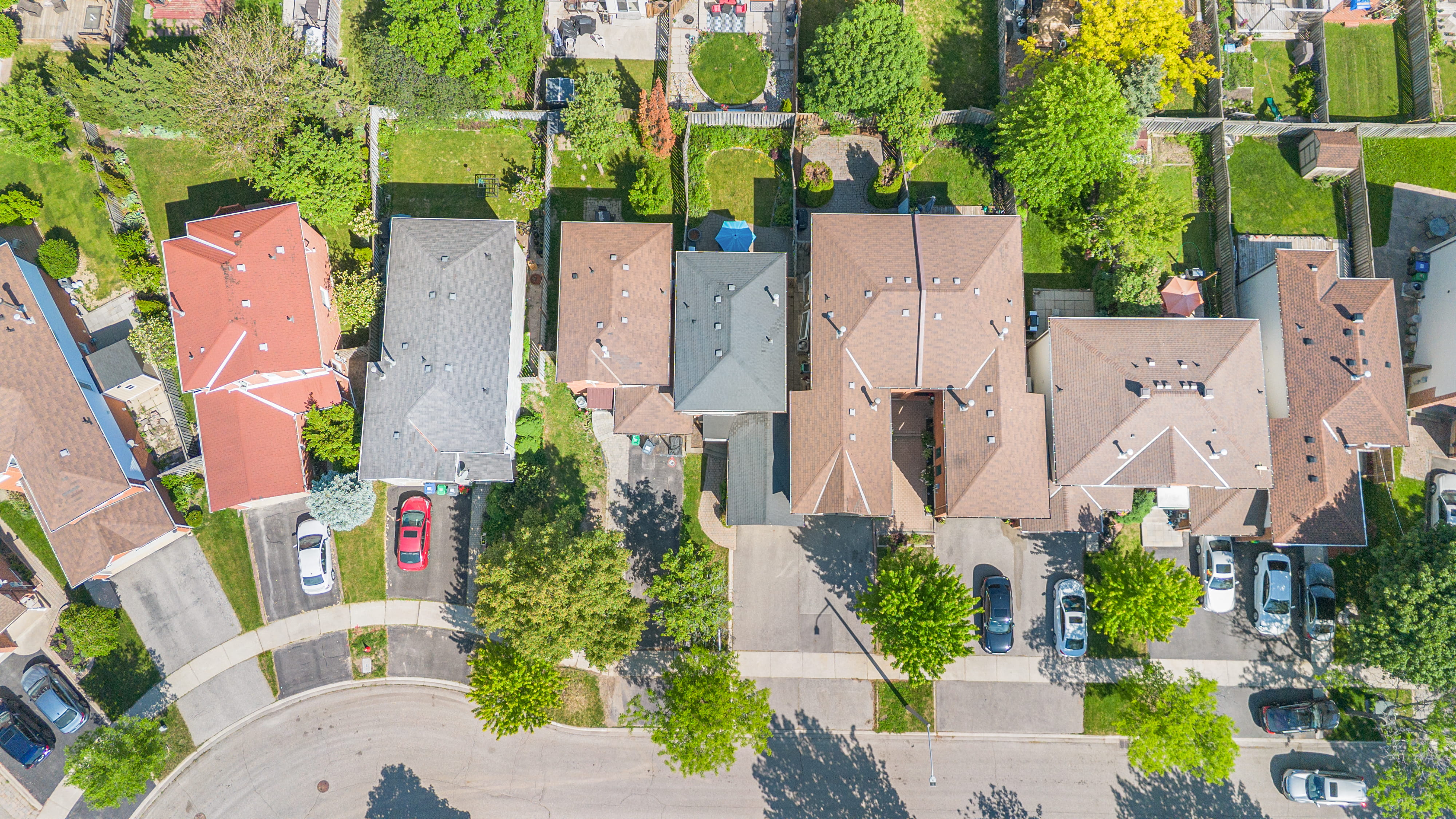 Drone aerial view of neighbourhood